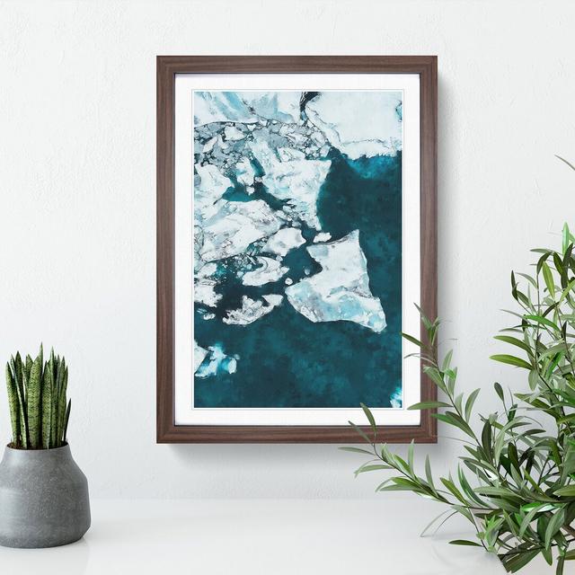 Broken Glacier in Iceland - Picture Frame Painting East Urban Home Size: 48cm H x 36cm W x 2cm D, Frame Option: Walnut on Productcaster.