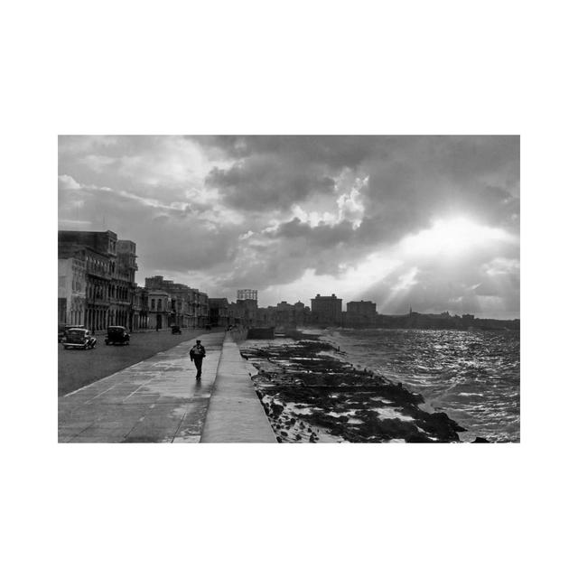 1930s-1940s Anonymous Silhouetted Man Walking Along Havana Sea Sunset Cuba - Wrapped Canvas Photograph House of Hampton Size: 30.48cm H x 45.72cm W x on Productcaster.