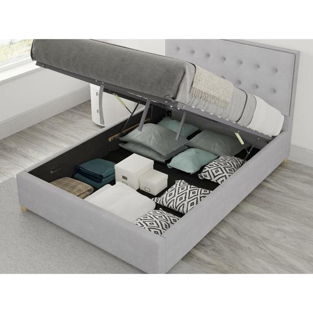 Abarca Upholstered Ottoman Bed Etta Avenue Size: Single (3'), Colour: Silver on Productcaster.