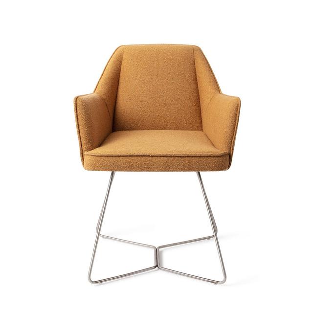 Davyen Polyester Upholstered Metal Armchair Ivy Bronx Upholstery Colour: Beige, Leg Colour: Steel on Productcaster.