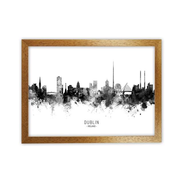 Dublin Ireland Skyline Black White City Name by Michael Tompsett - Graphic Art Print Latitude Run Size: 25cm H x 34cm W x 3cm D, Format: Brown Framed on Productcaster.