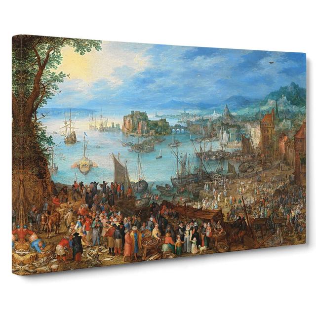 Great Fish Market by Pieter Bruegel the Elder - Wrapped Canvas Painting East Urban Home Size: 35cm H x 50cm W x 3cm D on Productcaster.