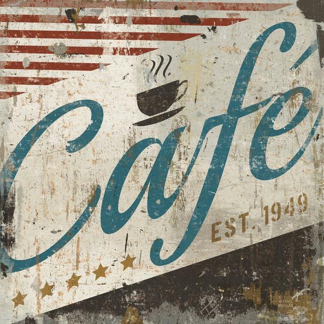 Vintage Cafe Sign by Michael Mullan - Wrapped Canvas Print Rosalind Wheeler Size: 51cm H x 51cm W on Productcaster.