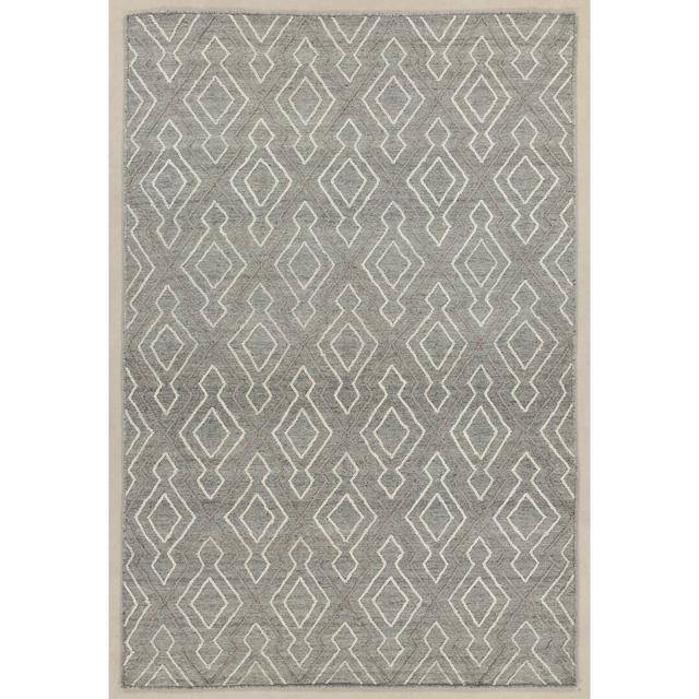 Handmade Rug in Grey with Geometric Pattern by Bloomsbury Market, Rug Size: Rectangle 160 x 230cm on Productcaster.