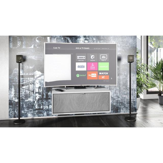 Mccaffrey TV Stand for TVs up to 55" Metro Lane Colour: White/Scratchy Metal on Productcaster.