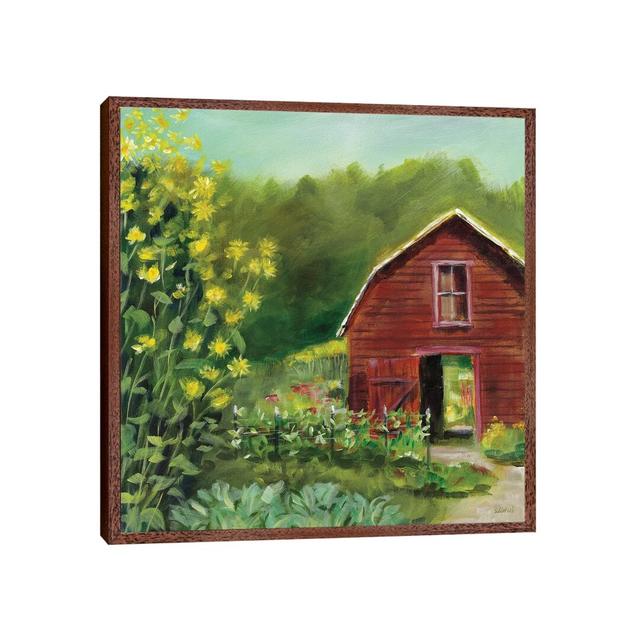 Kelly Way Barn by Sue Schlabach - Painting Print on Canvas August Grove Format: Classic Brown Wood Framed, Size: 66.04cm H x 66.04cm W x 3.81cm D on Productcaster.