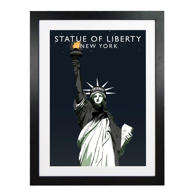 'Statue of Liberty Night' Graphic Art East Urban Home Format: Black Wood Frame, Size: 54 cm H x 44 cm W x 2.2 cm D on Productcaster.