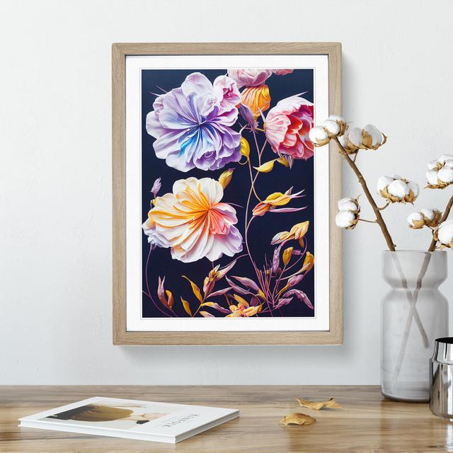 Fanciful Flowers - Single Picture Frame Print Rosdorf Park Frame Colour: Oak, Size: 46cm H x 34cm W x 2cm D on Productcaster.