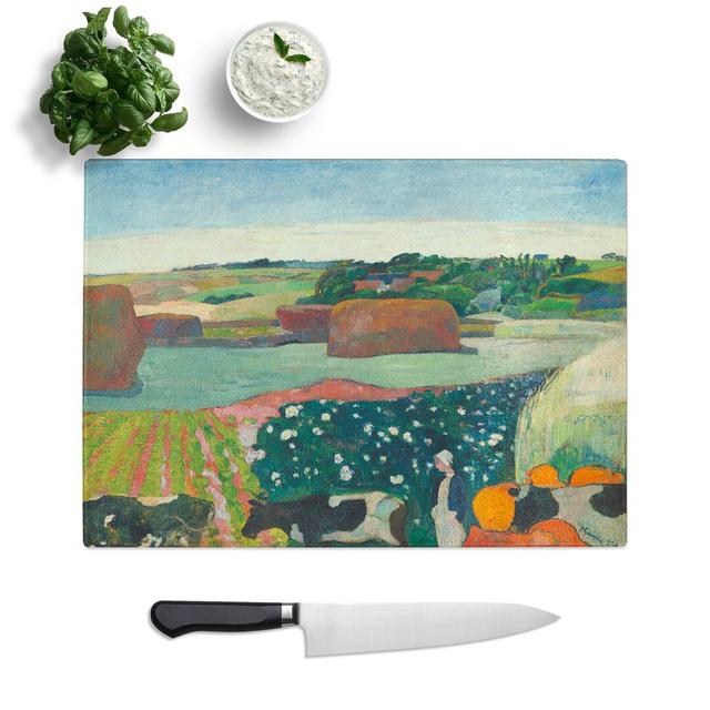 Haystacks in Brittany by Paul Gauguin Chopping Board East Urban Home Size: 0.4cm H x 28.5cm W x 39cm L on Productcaster.