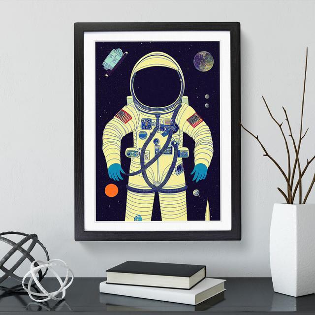 Vintage Astronaut No.3 Marlow Home Co. Format: Black Picture Frame, Size: 66cm H x 48cm W, Matte Colour: White on Productcaster.