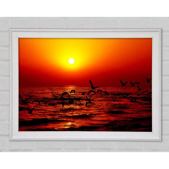 Red Ocean Flight Framed Print Highland Dunes Size: 21cm H x 29.7cm W x 3cm D, Format: White Framed Paper on Productcaster.