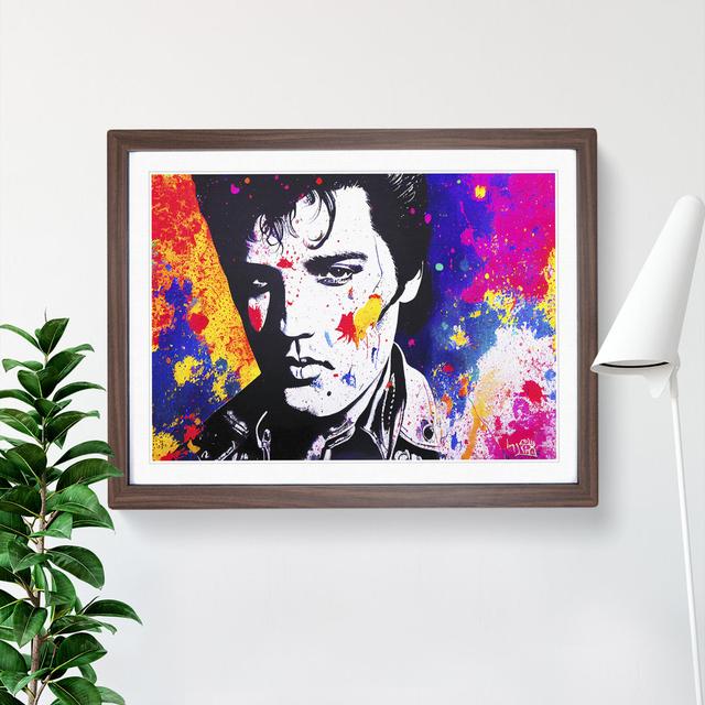 Paint Splashed Elvis Presley Vol.2 Abstract - Picture Frame Graphic Art Marlow Home Co. Frame Colour: Walnut, Size: 34cm H x 46cm W x 2cm D on Productcaster.