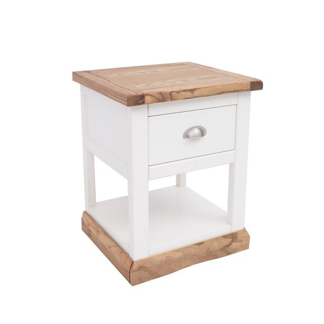 1 Drawer Bedside Table Natur Pur Colour: White/Walnut/Silver on Productcaster.