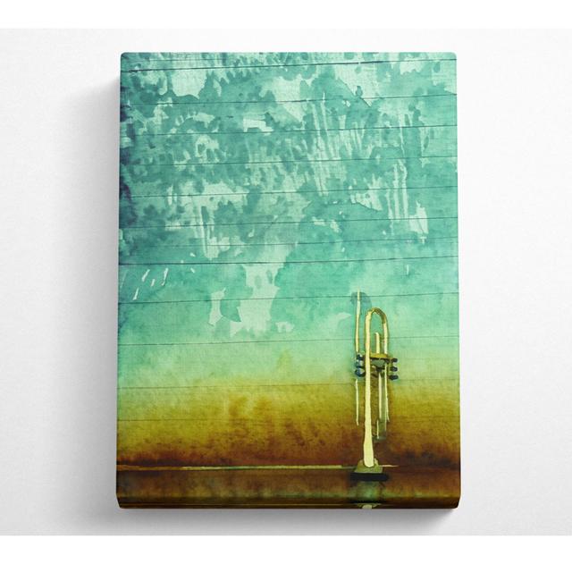 Trumpet Gold Canvas Watercolour Metro Lane Size: 50.8cm H x 35.6cm W x 10cm D on Productcaster.