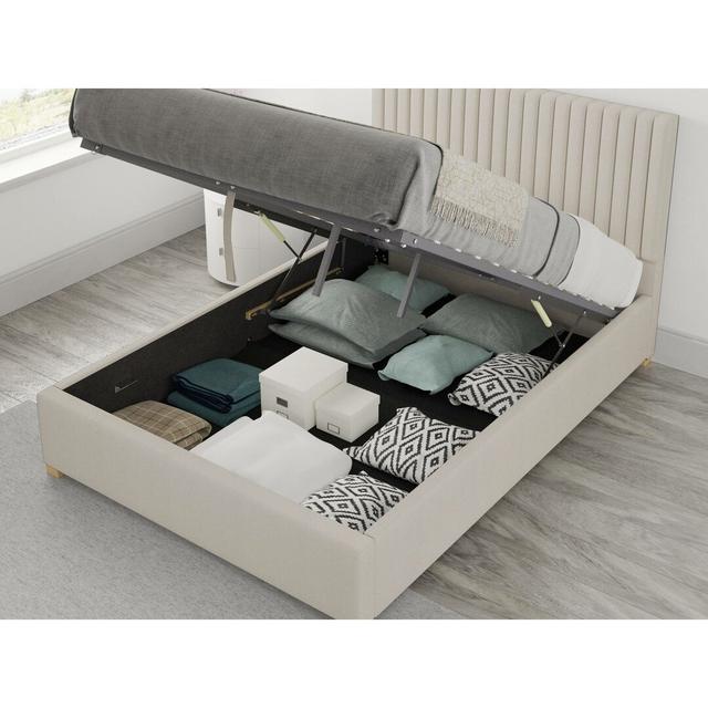 Chevy Upholstered Ottoman Bed Zipcode Design Colour: Off-White, Mattress Size: Super King (6') on Productcaster.