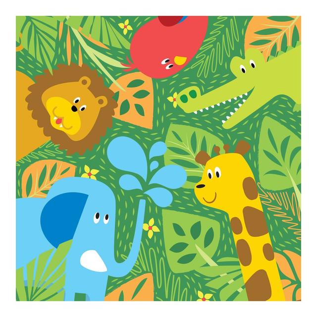 Jungle and Zoo Animals Semi-Gloss Wallpaper Roll East Urban Home Size: 2.4m x 240cm, Material quality: Premium (150g/m²) on Productcaster.