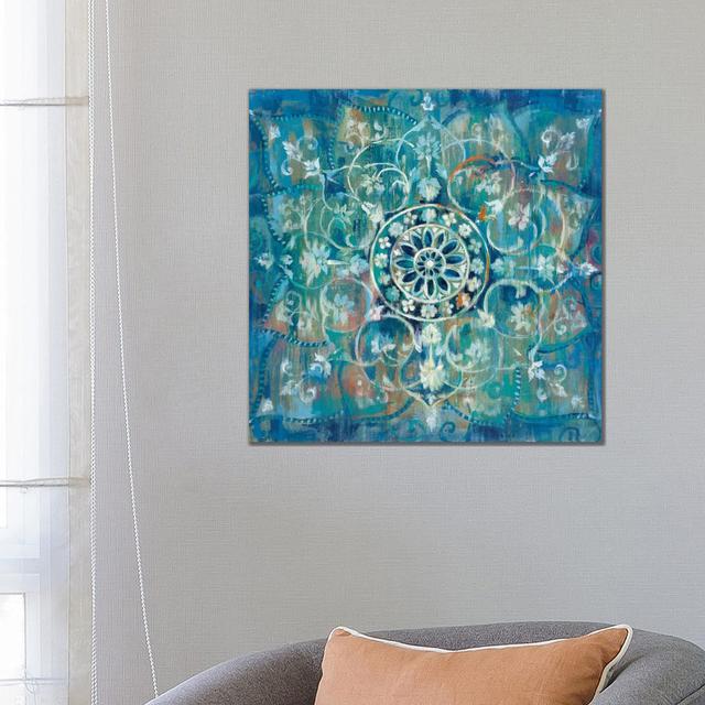 Mandala In Blue Iii by Danhui Nai - Painting on Canvas Langley Street Format: Wrapped Canvas, Size: 93.98cm H x 93.98cm W x 3.8cm D on Productcaster.