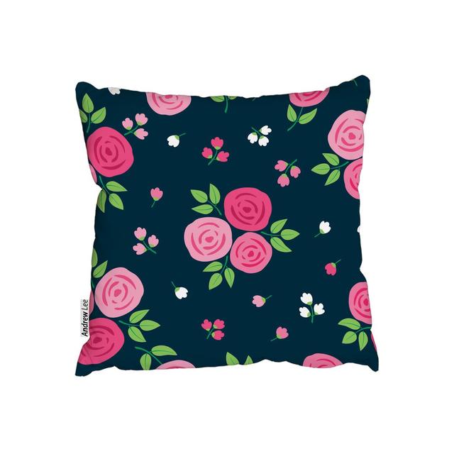 Hand Drawn Roses Cushion with Filling Andrew Lee Size: 45 x 45cm on Productcaster.