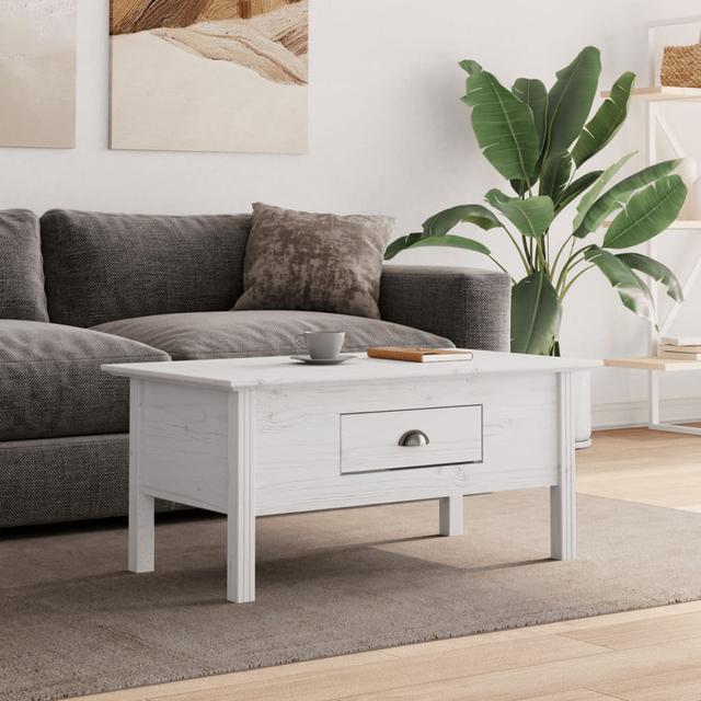 Bavaria Coffee Table BODO 100X55x46 Cm Solid Wood Pine Brambly Cottage Table Base Colour: White, Table Top Colour: White on Productcaster.