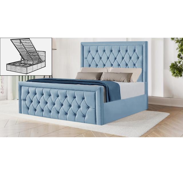 Dimartino Upholstered Storage Bed Mercer41 Colour: Sky Blue, Size: Single (3') on Productcaster.