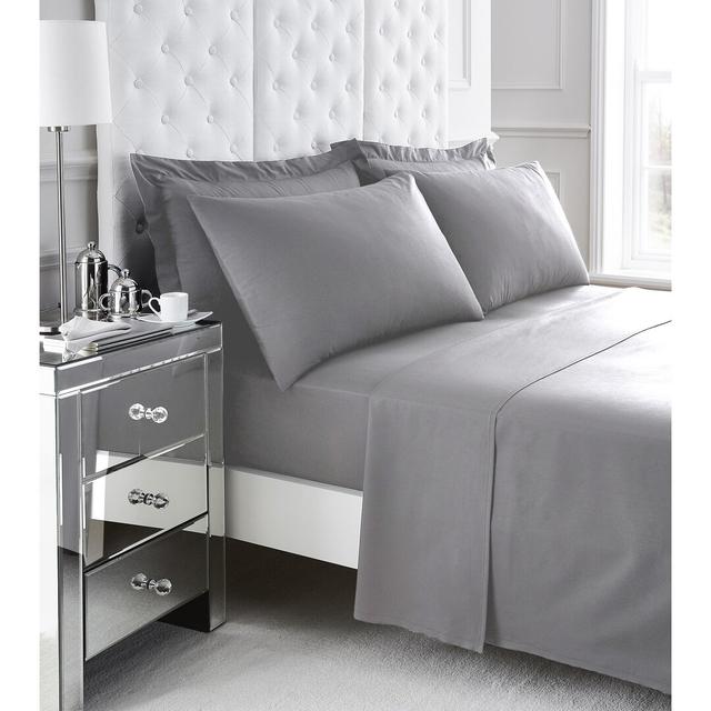 180 Thread Count Cotton Blend Percale Flat Sheet 17 Stories Size: Single (3'), Colour: Silver on Productcaster.