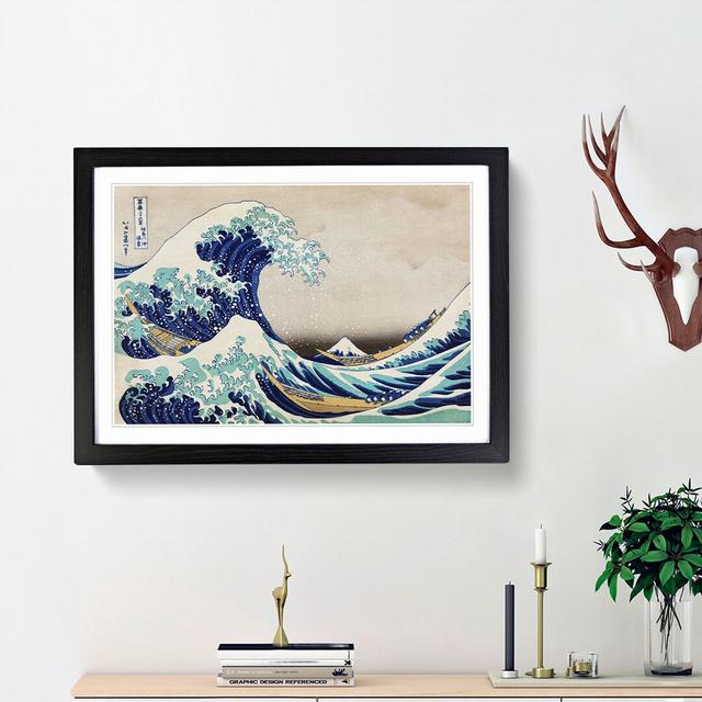 The Great Wave Off Kanagawa by Katsushika Hokusai - Picture Frame Painting Print on MDF East Urban Home Frame Option: Black Framed, Size: 48cm H x 65c on Productcaster.