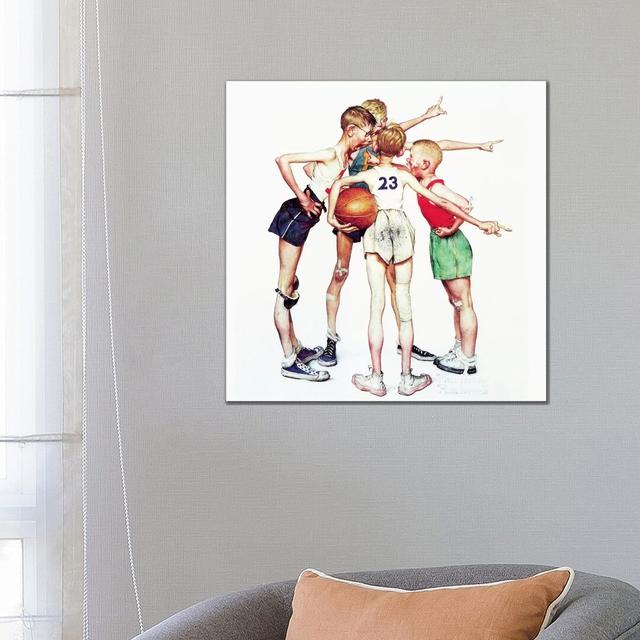 Oh Yeah (Four Sporting Boys: Basketball) by Norman Rockwell - Painting Print on Canvas Latitude Run Format: Wrapped Canvas, Size: 66.04cm H x 66.04cm on Productcaster.