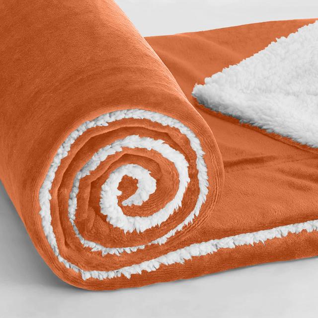 Misuzu Sherpa Fleece Blanket 17 Stories Size: W230 x L270cm, Colour: Rust on Productcaster.