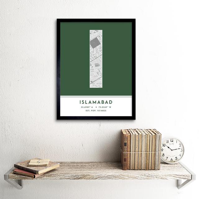 Islamabad City Map Islamabad Green by Wee Blue Coo - Single Picture Frame Typography Wee Blue Coo on Productcaster.