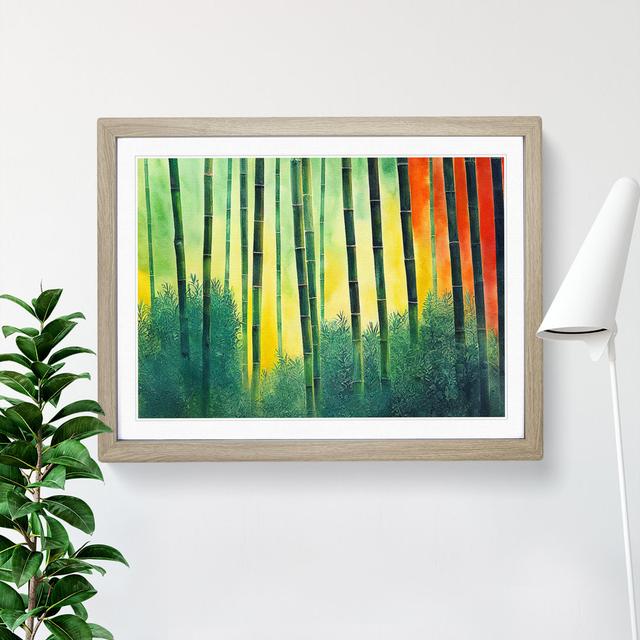 Bamboo Forest Watercolour Vol.4 - Picture Frame Painting Bay Isle Home Size: 34cm H x 46cm W x 2cm D, Frame Colour: Oak on Productcaster.