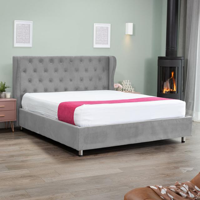 Devault Velvet Ottoman Bed Frame Mercer41 Colour: Grey, Size: Double (4'6) on Productcaster.