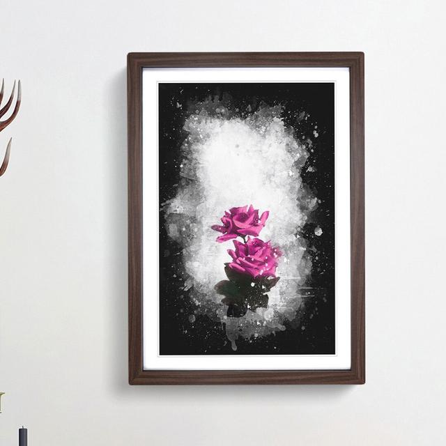 Two Pink Roses - Single Picture Frame Painting on MDF East Urban Home Frame Option: Walnut Framed, Size: 33cm H x 24cm W x 2cm D on Productcaster.