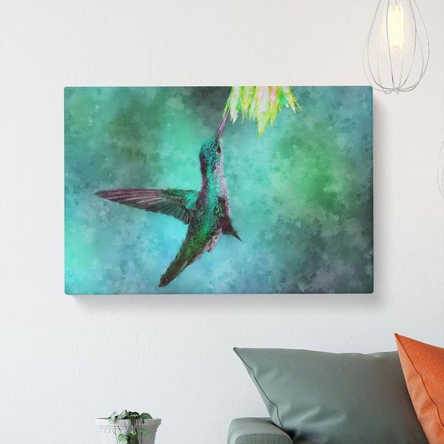 Green Hummingbird Painting - Wrapped Canvas Graphic Art East Urban Home Size: 40cm H x 60cm W x 3cm D on Productcaster.