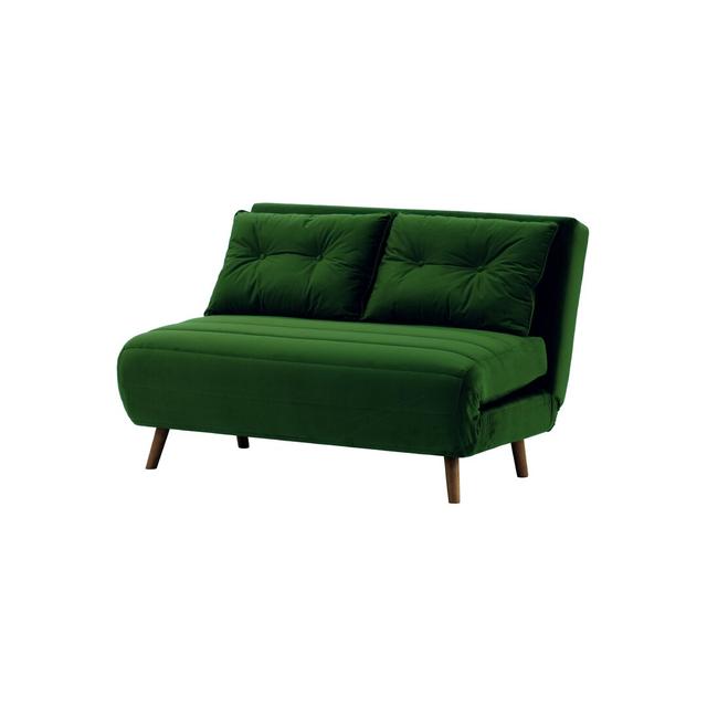 Kian 2 Seater Upholstered Sleeper Hashtag Home Upholstery Colour: Green, Leg Colour: Dark Oak on Productcaster.