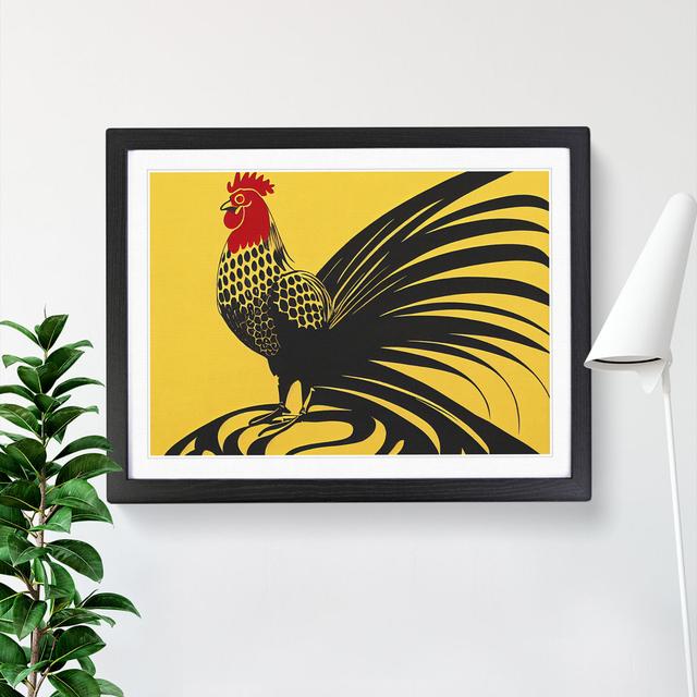 Modern Rooster Art Abstract - Picture Frame Graphic Art Brambly Cottage Frame Colour: Black, Size: 46cm H x 64cm W x 2cm D on Productcaster.