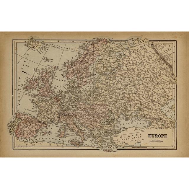 Vintage Map of Europe - Wrapped Canvas Art Prints Rosalind Wheeler Size: 20cm H x 30cm W x 3.8cm D on Productcaster.