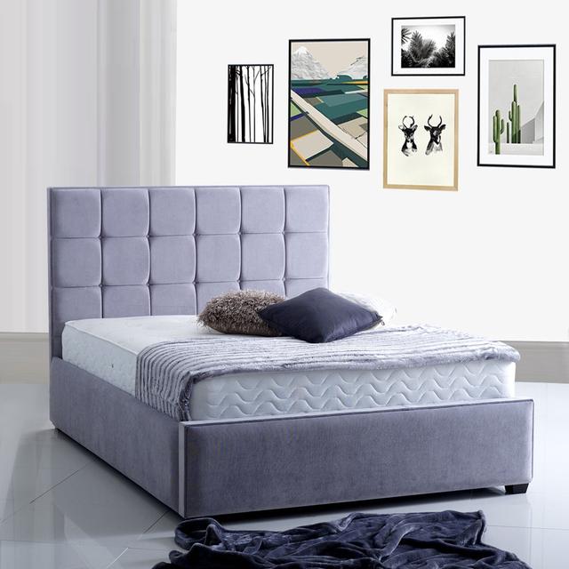 Cube Plush Fabric Upholstered Bed Brayden Studio Colour: Turquoise, Size: Kingsize (5') on Productcaster.