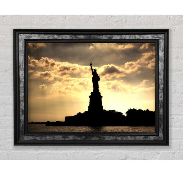 Statue Of Liberty United States Morning Rays - Single Picture Frame Art Prints Bright Star Size: 84.1cm H x 142.2cm W x 8cm D on Productcaster.