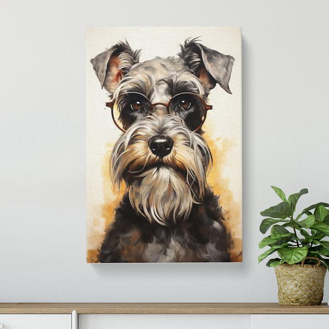 Schnauzer with Glasses Painting No.2 Happy Larry Size: 50cm H x 35cm W x 3cm D on Productcaster.