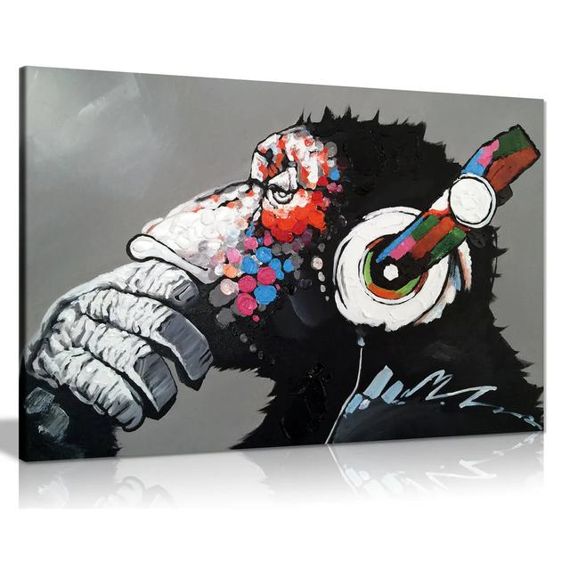 Cool Ape With Dj Heaphones Canvas Wall Art Picture Print Maturi Size: 51cm H x 76cm W on Productcaster.