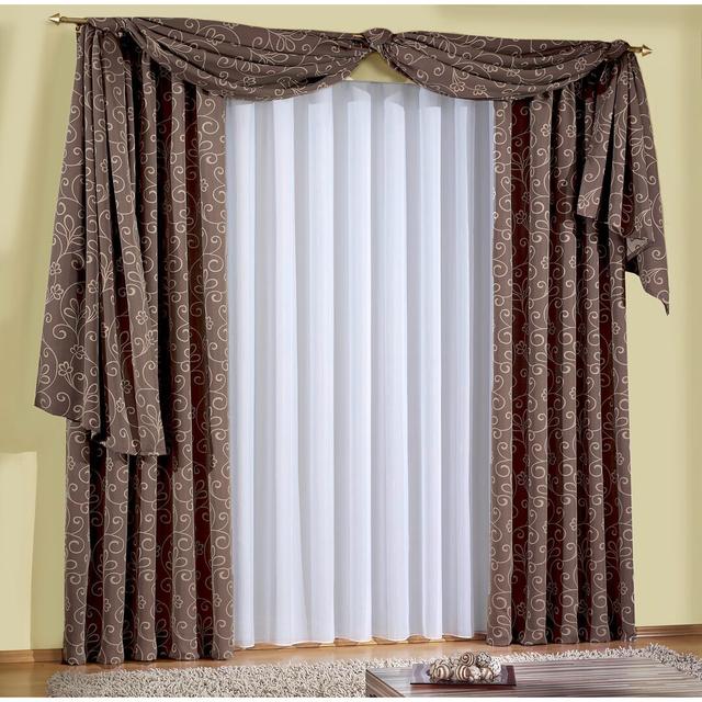 Jann Room Darkening Window Scarf Ophelia & Co. Colour: Brown, Size: 500cm Width x 135cm Drop on Productcaster.