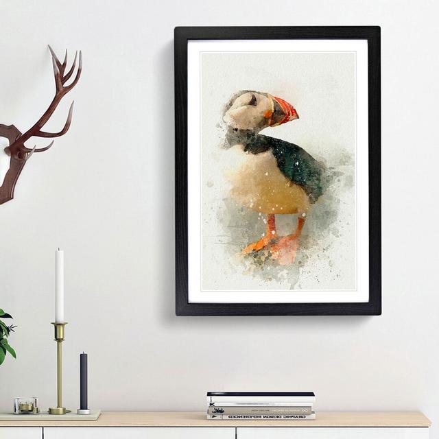 An Atlantic Puffin in Abstract - Picture Frame Graphic Art Print on MDF East Urban Home Frame Option: Black Framed, Size: 36cm H x 27cm W x 2cm D on Productcaster.