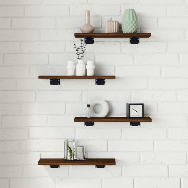 Thresa Bracket Shelf Alpen Home Finish: Brown Oak, Size: 1.5cm H x 40cm W x 10cm D on Productcaster.