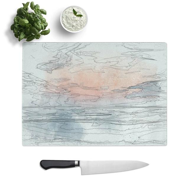 Tempered Glass Sea & Clouds Chopping Board East Urban Home Size: 28.5 cm W x 20 cm L on Productcaster.