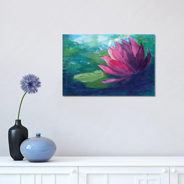 Pink Water Lilly - Wrapped Canvas Painting ClassicLiving Size: 30.48cm H x 45.72cm W x 1.905cm D on Productcaster.