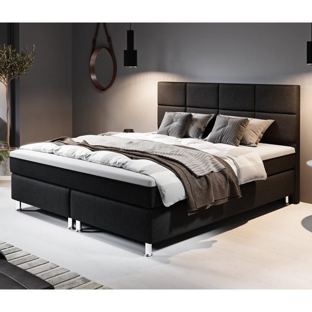 Boxspringbett Lancaer mit Topper Brayden Studio Farbe: Schwarz. on Productcaster.