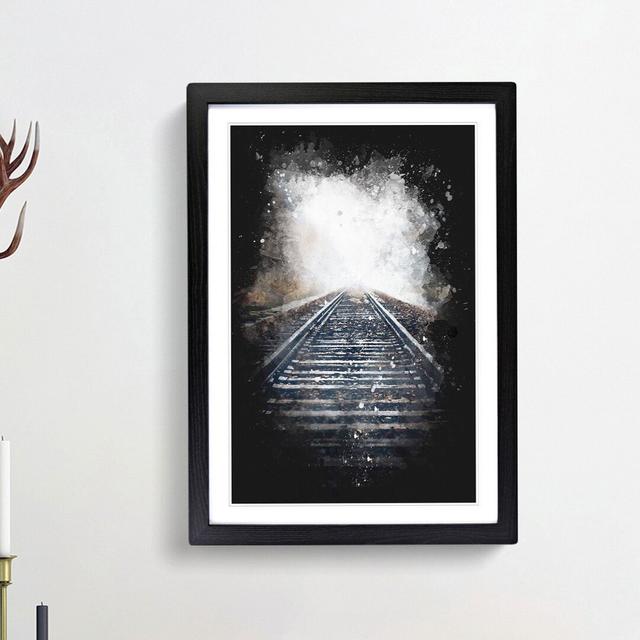 Train Tracks in the Mist - Picture Frame Painting Print East Urban Home Size: 33cm H x 24cm W x 2cm D, Frame Option: Black Framed on Productcaster.