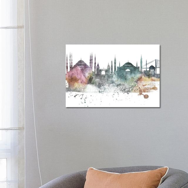 Istanbul Pastel Skyline by Wall Decor Addict - Wrapped Canvas Painting Latitude Run Size: 45.72cm H x 66.04cm W x 3.81cm D on Productcaster.