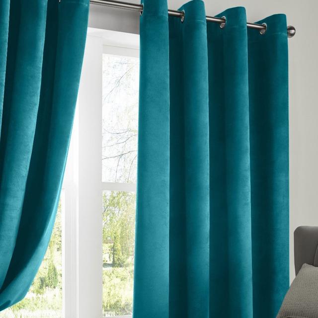 Thermovorhang-Set Liev mit Ösen, blickdicht (Set of 2) Etta Avenue Vorhang-Farbe: Türkis, Panel-Größe: 228 cm B x 228 cm T on Productcaster.