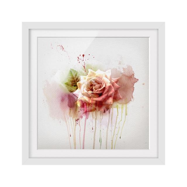 'Watercolour Rose' Framed Painting Print East Urban Home Rahmenoptionen: Matt white, Size: 70cm H x 70cm W on Productcaster.